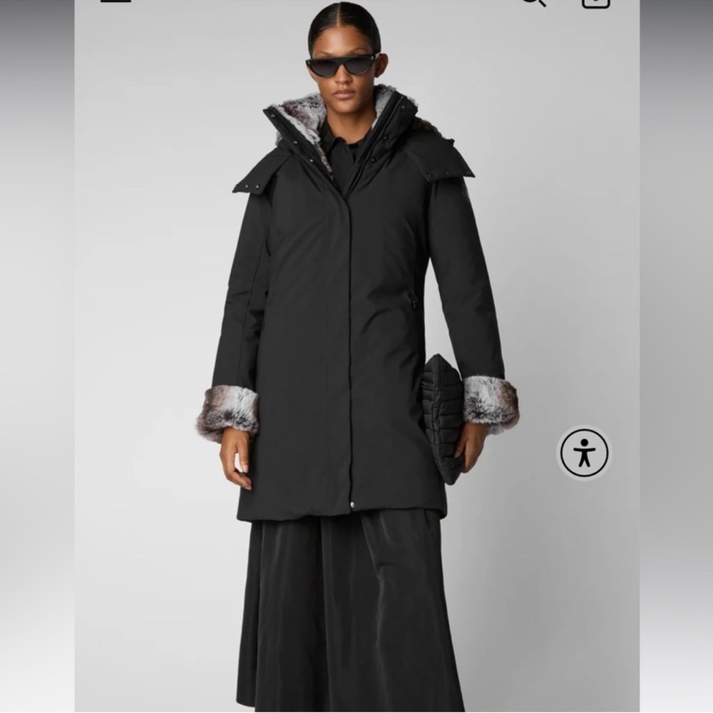 SAVE THE DUCK Black Coat with Fur Trim